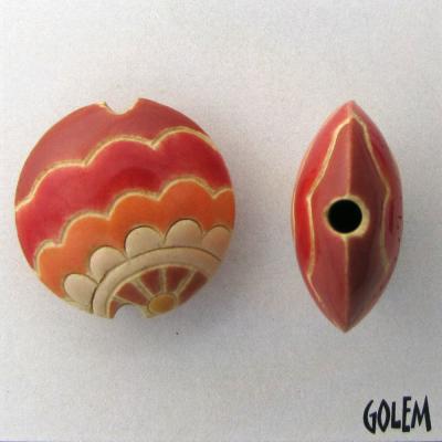 Paisley waves - orange & red