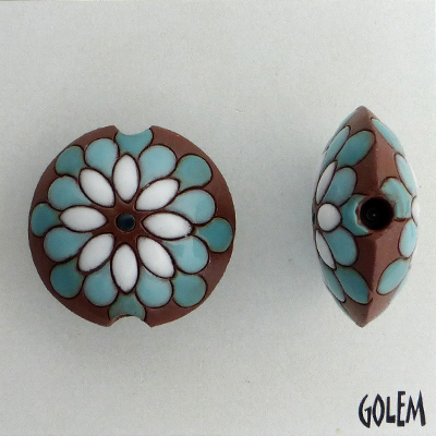 Peacock - blue on terracotta