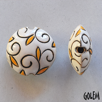 Arabesque - White & Yellow, lentil bead size M