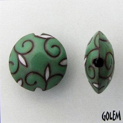 Arabesque - Jade on Terracotta, lentil size M