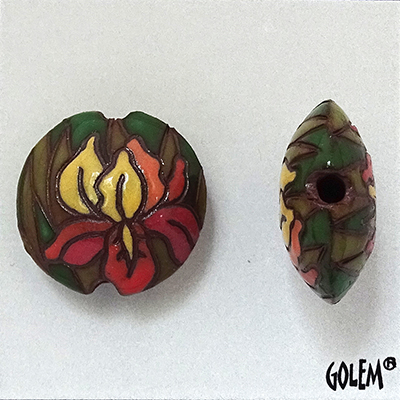 Flaming Irises - lentil bead, size M
