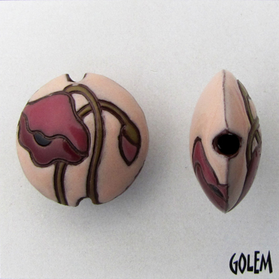 Wine poppies on pink, terracotta lentil size M