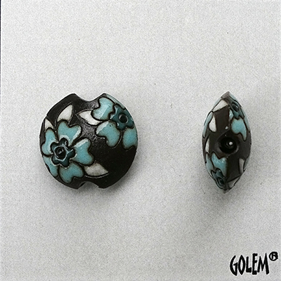Heart flowers, blue on dark, lentil size S