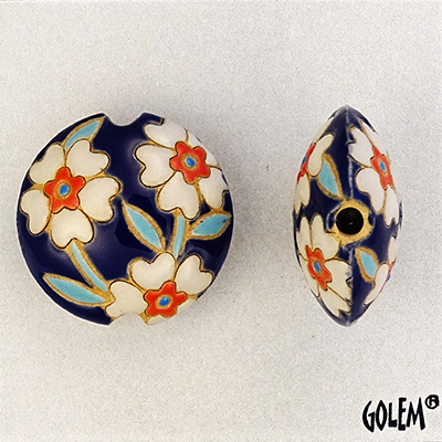 Blooming Hearts on Blue, lentil bead size M