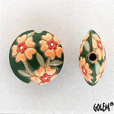 Blooming Hearts on Green, lentil bead size M