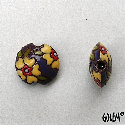 Heart flowers, yellow on purple, lentil size S