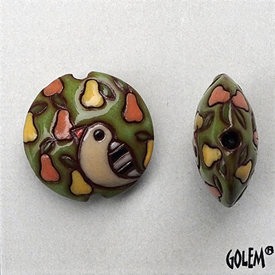 Partridge on a pear tree, terracotta lentil size M