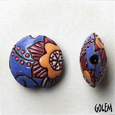 Cotton flower, lavender, terracotta lentil size M
