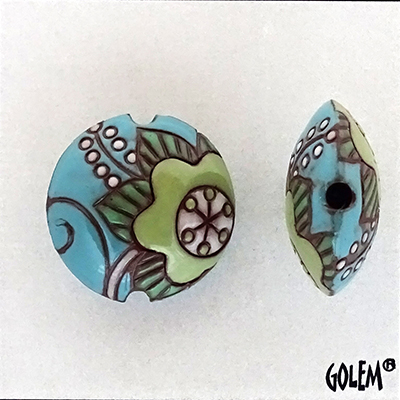 Cotton flower, blue/green, lentil size M