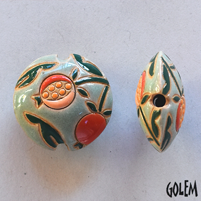 Pomegranates on light green - lentil bead size M