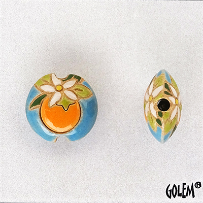 Oranges on blue, lentil bead Size S