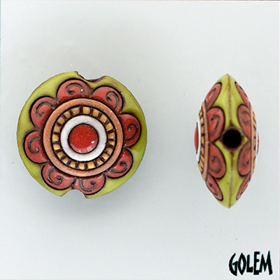 Flower mandalas - Red,Green, lentil bead size M