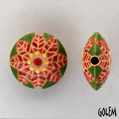Poinsettia, lentil bead size M