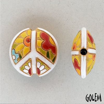 Peace Sign with flowers, lentil bead size M