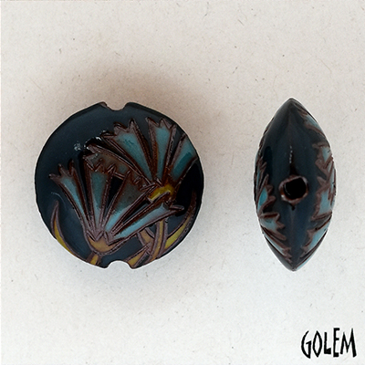 Deep Blue Carnations, lentil bead size M