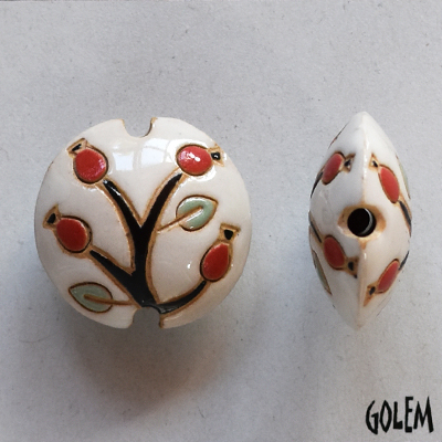 Dog Rose on white, lentil bead size M