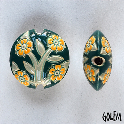 Spring Blooming - yellow, lentil bead size M