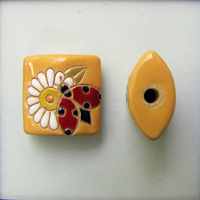 pillow bead, daisies & ladybug