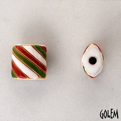 diagonal stripes in white, red, green - size S