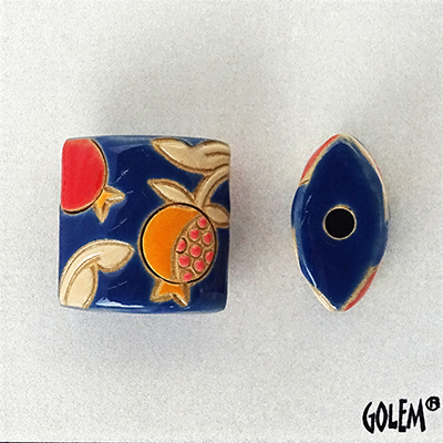 Pomegranates on blue, pillow bead size XL