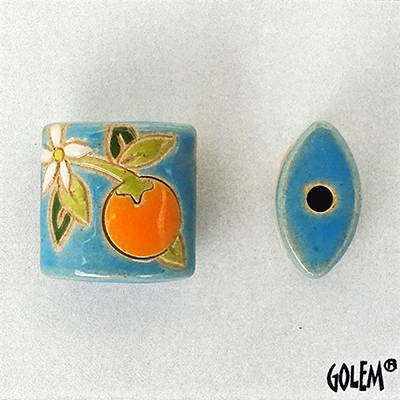 Oranges on blue, pillow bead size XL