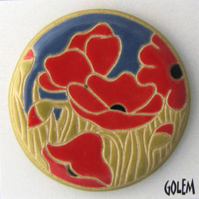 Evening poppies, large round cabochon