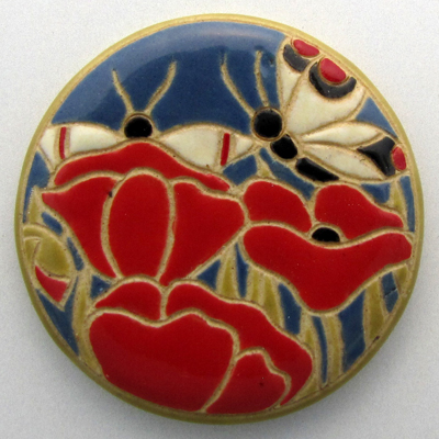 round cabochon, poppies