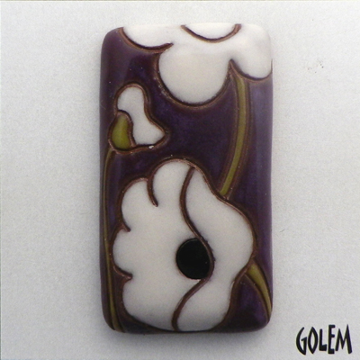 Poppies on purple, rectangle cabochon