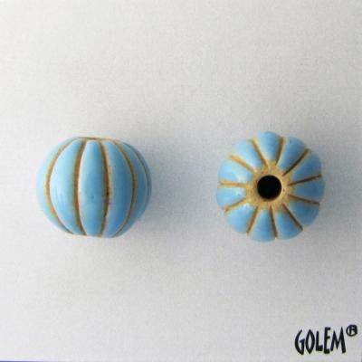 Melon bead - Blue Stripes