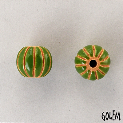 Melon bead - Christmas green