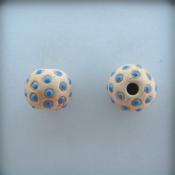 medium blue dots on offwhite, string of 