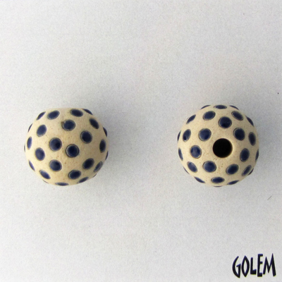 dark blue dots on offwhite, string of 