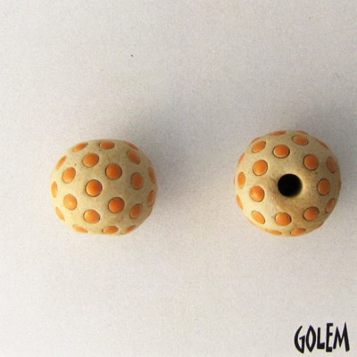 coral polka dots  on offwhite