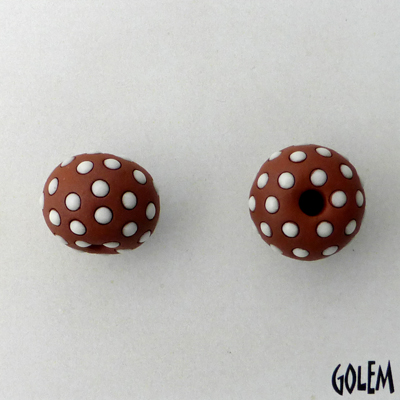 Terracotta with white polka dots