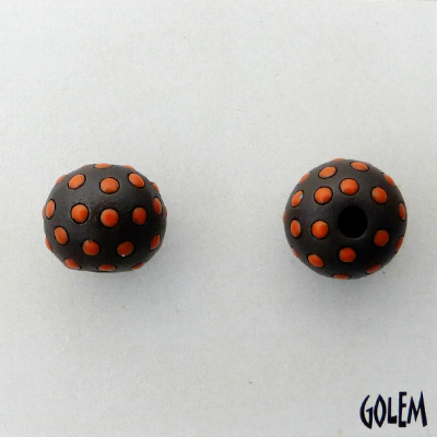 Orange polka dots on dark