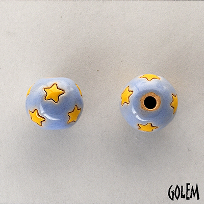 round bead, little stars on light blue