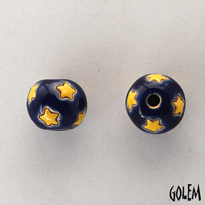 round bead, little stars on dark blue
