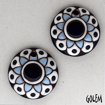 Paisley Flower in blue, 2 small pendants
