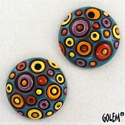 Cool Bubbles, light blue/coral/y, 2 small pendants