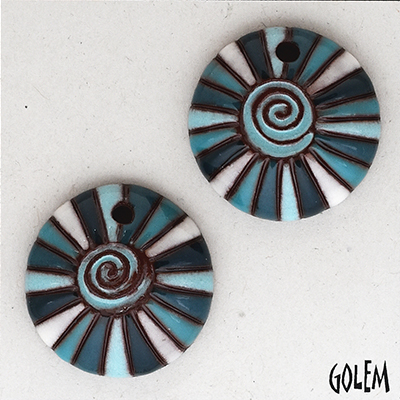 Rainbow swirl in blue, 2 small pendants