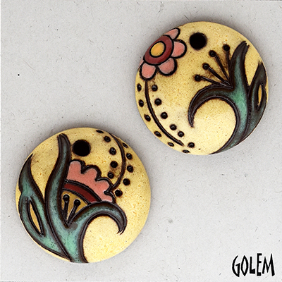 Paisley Flower, Ivory, 2 small pendants