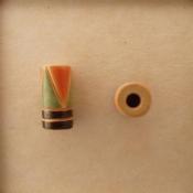 green and orange triangles, brown stripe
