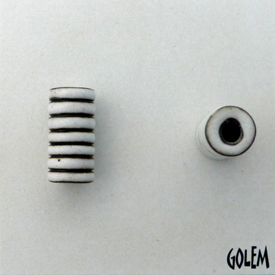 White stripes on dark, tube bead