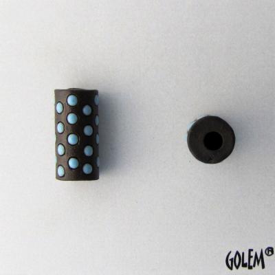 turquoise polka dots on dark