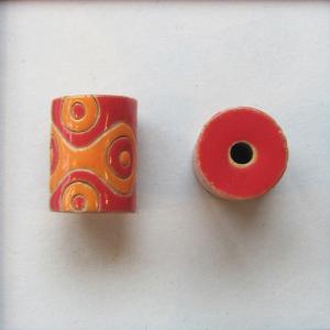 Waves & circles, coral and orange