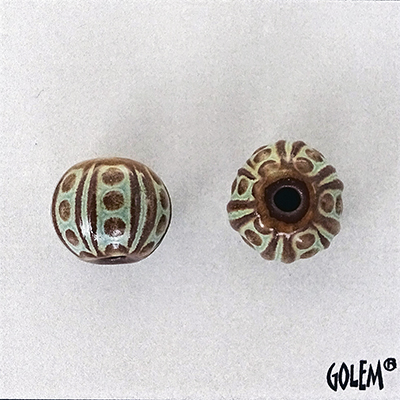Lines & Dots, Light Blue on terracotta