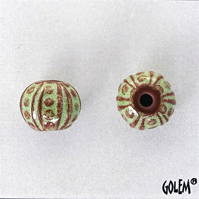 Lines & Dots, Pistachio Nut on terracotta