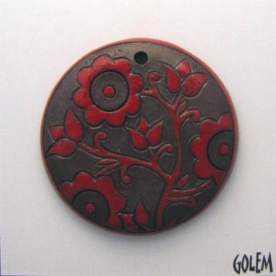 Red on dark, large round