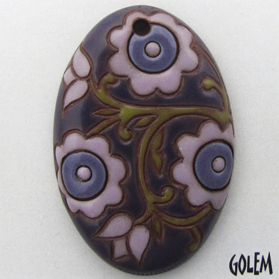Light & Dark Purple, large oval, terracotta