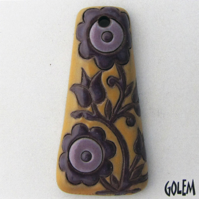 Purple and Yellow, large trapezium, terracotta